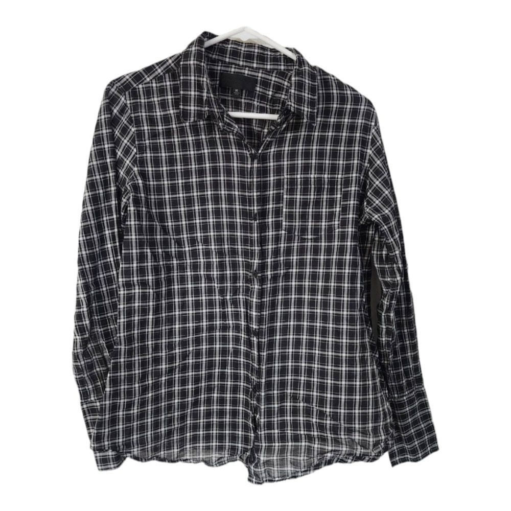 Nili Lotan Black and White Plaid Button-Down Blouse